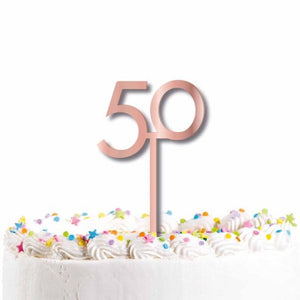 Decorations - Cake Decorations - Toppers & Banners Rose Gold Acrylic 50 Cake Topper Pick Each