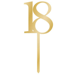 Decorations - Cake Decorations - Toppers & Banners Sparkling Celebration Gold Acrylic Pick 18 Cake Topper 8cm x 15cm Each