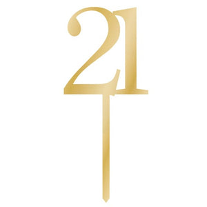 Decorations - Cake Decorations - Toppers & Banners Sparkling Celebration Gold Acrylic Pick 21 Cake Topper 8cm x 15cm Each