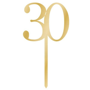 Decorations - Cake Decorations - Toppers & Banners Sparkling Celebration Gold Acrylic Pick 30 Cake Topper 8cm x 15cm Each