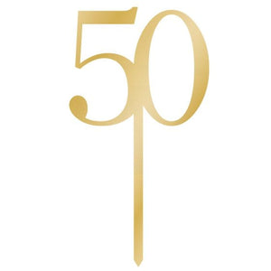 Decorations - Cake Decorations - Toppers & Banners Sparkling Celebration Gold Acrylic Pick 50 Cake Topper 8cm x 15cm Each
