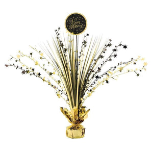 Amscan_OO Decorations - Centerpiece & Confetti Gold Happy Birthday Spray Black & Gold Foil Centerpiece 45cm Each