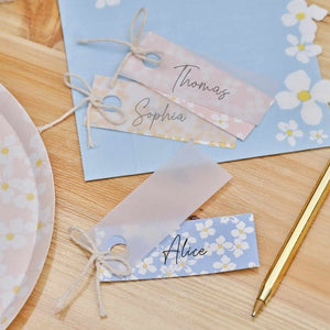 Decorations - Centerpiece & Confetti Hello Spring Floral Place Cards with Vellum Paper 10pk