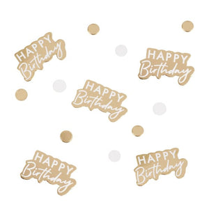 Decorations - Centerpiece & Confetti Mix It Up Gold And White Happy Birthday Confetti Each