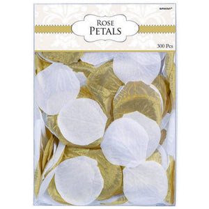 Amscan_OO Decorations - Centerpiece & Confetti Rose Flower Petals Gold & White Fabric Confetti 5cm 300pk