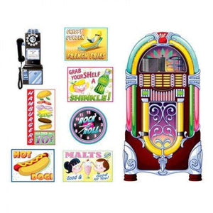 Amscan_OO Decorations - Cutouts 50's Soda Shop Signs & Jukebox Wall Decorations 8pk