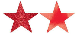 Amscan_OO Decorations - Cutouts Apple Red Bright Royal Blue Glittered Foil Solid Star Cutouts 12cm 5pk