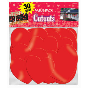 Decorations - Cutouts Assorted Sizes Heart Cutouts 30Pk