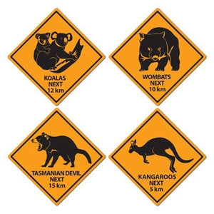 Decorations - Cutouts Australian Outback Road Signs Cutouts 4pk