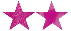 Amscan_OO Decorations - Cutouts Bright Pink Bright Pink Glittered Foil Solid Star Cutouts 12cm 5pk