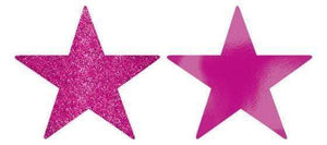 Amscan_OO Decorations - Cutouts Bright Pink Yellow Glittered Foil Solid Star Cutouts 12cm 5pk