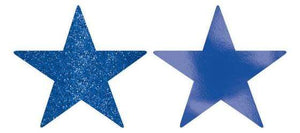 Amscan_OO Decorations - Cutouts Bright Royal Blue Glittered Foil Solid Star Cutouts 12cm 5pk