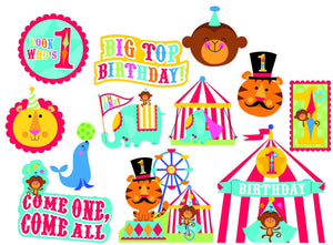 Amscan_OO Decorations - Cutouts Fisher Price 1st Birthday Circus Value Pack Printed Paper Cardboard Cutouts 12pk