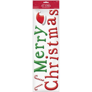 Decorations - Cutouts Merry Christmas Gel Cling Decoration 53cm x 16cm Each Sheet