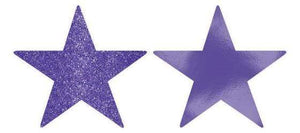 Amscan_OO Decorations - Cutouts New Purple Bright Pink Glittered Foil Solid Star Cutouts 12cm 5pk