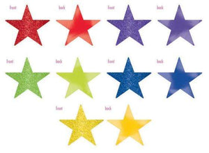 Amscan_OO Decorations - Cutouts Rainbow Bright Pink Glittered Foil Solid Star Cutouts 12cm 5pk