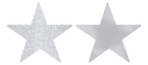 Amscan_OO Decorations - Cutouts Silver New Purple Glittered Foil Solid Star Cutouts 12cm 5pk