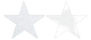 Amscan_OO Decorations - Cutouts White Black Glittered Foil Solid Star Cutouts 12cm 5pk