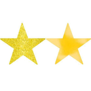 Amscan_OO Decorations - Cutouts Yellow Glittered Foil Solid Star Cutouts 12cm 5pk