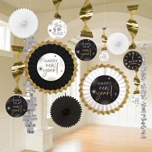 Decorations - Decorating Kit Happy New Year Black, Silver & Gold Decorating Kit Each