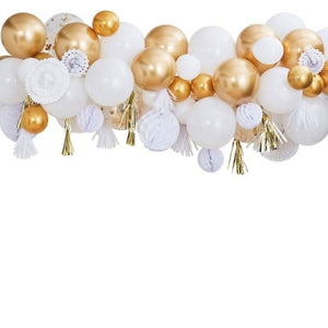 Decorations - Decorating Kit Mix It Up Metallic Fancy Balloon Garland With Gold Fringe Garlands Honeycomb And Fans Kit
