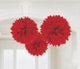 Amscan_OO Decorations - Decorative Fans, Pom Poms & Lanterns Apple Red Rainbow Fluffy Tissue Decorations 40cm 3Pk