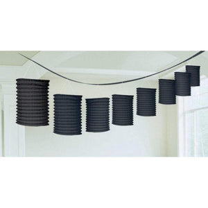 Amscan_OO Decorations - Decorative Fans, Pom Poms & Lanterns Black Paper Lantern Garland 365cm Each