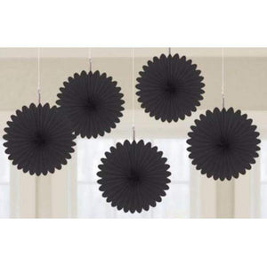 Amscan_OO Decorations - Decorative Fans, Pom Poms & Lanterns Black Rainbow Mini Fan Decorations 6in 5pk