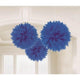 Amscan_OO Decorations - Decorative Fans, Pom Poms & Lanterns Bright Royal Blue Orange Fluffy Tissue Decorations 40cm 3Pk