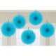 Amscan_OO Decorations - Decorative Fans, Pom Poms & Lanterns Caribbean Blue Rainbow Mini Fan Decorations 6in 5pk
