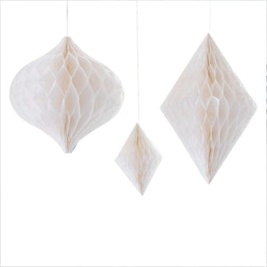 Decorations - Decorative Fans, Pom Poms & Lanterns Contemporary Wedding White Honeycomb Paper Hanging Decorations 3pk