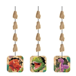 Amscan_OO Decorations - Decorative Fans, Pom Poms & Lanterns Dino Blast Hanging Cardboard Cutouts 91cm 3pk