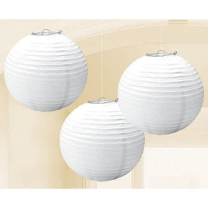Amscan_OO Decorations - Decorative Fans, Pom Poms & Lanterns Frosty White Rainbow Round Paper Lanterns 3pk 24cm