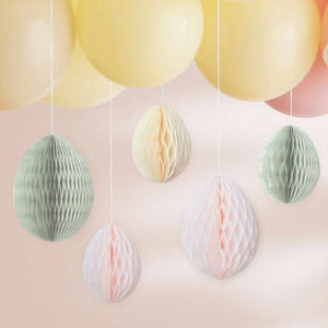 Decorations - Decorative Fans, Pom Poms & Lanterns Hey Bunny Pastel Honeycomb Hanging Easter Egg Decorations 5pk