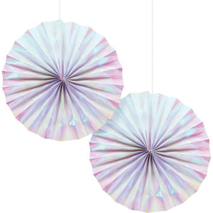 Amscan_OO Decorations - Decorative Fans, Pom Poms & Lanterns Iridescent Foil Paper Fans Decorations 30cm 2pk