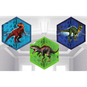 Amscan_OO Decorations - Decorative Fans, Pom Poms & Lanterns Jurassic World Honeycomb Decorations 3pk