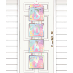 Amscan_OO Decorations - Decorative Fans, Pom Poms & Lanterns Luminous Birthday Iridescent Foil BDAY Door Hanging Decoration 86cm Each