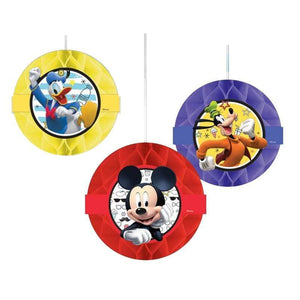 Amscan_OO Decorations - Decorative Fans, Pom Poms & Lanterns Mickey Mouse on the Go Honeycomb Decoration 23cm 3pk