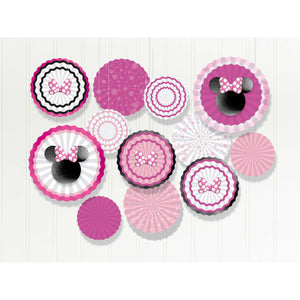 Amscan_OO Decorations - Decorative Fans, Pom Poms & Lanterns Minnie Mouse Forever Paper Fans Decorating Kit 17pk