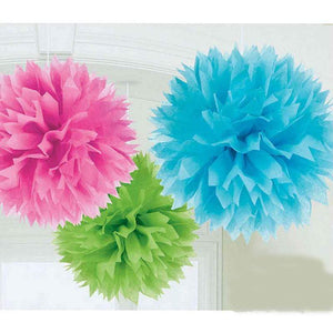 Amscan_OO Decorations - Decorative Fans, Pom Poms & Lanterns Multi Colored Orange Fluffy Tissue Decorations 40cm 3Pk