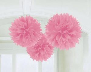 Amscan_OO Decorations - Decorative Fans, Pom Poms & Lanterns New Pink Rainbow Fluffy Tissue Decorations 40cm 3Pk