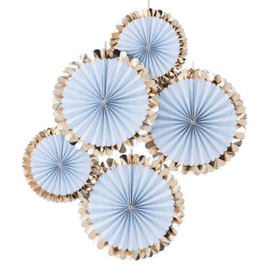 Decorations - Decorative Fans, Pom Poms & Lanterns Pick & Mix Blue Fan Decorations Kit
