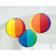 Amscan_OO Decorations - Decorative Fans, Pom Poms & Lanterns Rainbow Rainbow Round Paper Lanterns 3pk 24cm