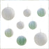 Sage Wedding Sage & White Paper Lantern Hanging Decorations 30cm x 30cm x 30cm 8pk