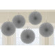 Amscan_OO Decorations - Decorative Fans, Pom Poms & Lanterns Silver Rainbow Mini Fan Decorations 6in 5pk
