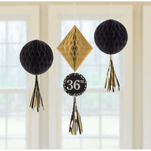 Amscan_OO Decorations - Decorative Fans, Pom Poms & Lanterns Sparkling Celebration Add Any Age Honeycomb Hanging Decorations 3pk