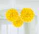 Amscan_OO Decorations - Decorative Fans, Pom Poms & Lanterns Yellow Bright Royal Blue Fluffy Tissue Decorations 40cm 3Pk