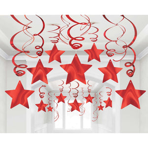 Amscan_OO Decorations - Hanging Swirls Apple Red Caribbean Blue Shooting Stars Foil Mega Value Pack Swirl Decorations 30Pk