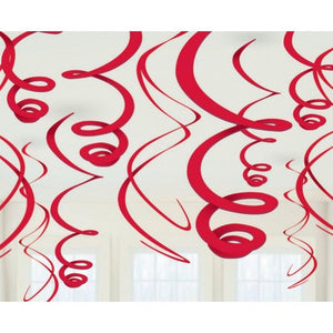 Amscan_OO Decorations - Hanging Swirls Apple Red Plastic Swirl Decorations 56cm 12pk