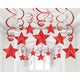 Amscan_OO Decorations - Hanging Swirls Apple Red Silver Shooting Stars Foil Mega Value Pack Swirl Decorations 30pk